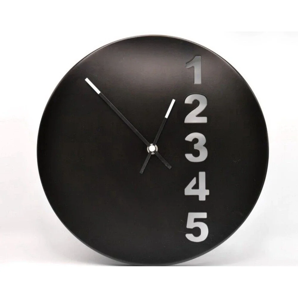*READ* Vintage 1999 Ikea FEJS Wall Clock: Black Steel with Cutout Numbers